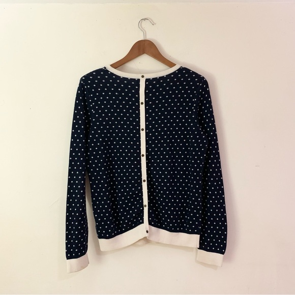 Tommy Hilfiger button back sweater navy blue polka dot pima cotton sz XL EUC OBO - Picture 7 of 12